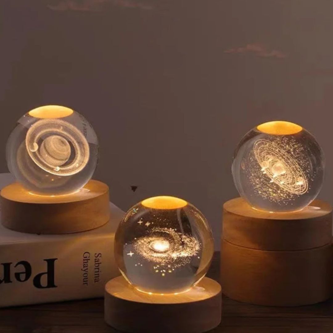 6cm 3D Engraved Glass Globe Set