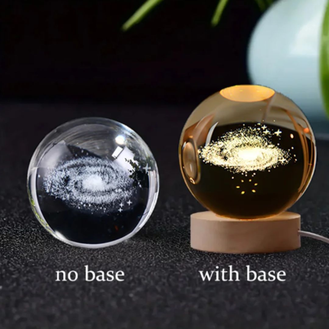6cm 3D Engraved Glass Globe Galaxy