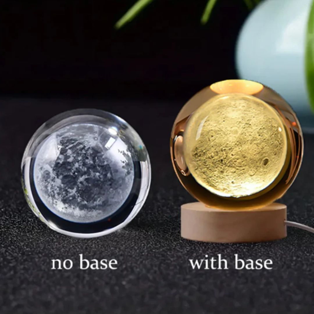 6cm 3D Engraved Glass Globe Moon