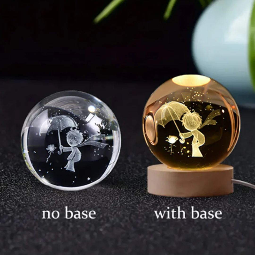6cm 3D Engraved Glass Globe Prince