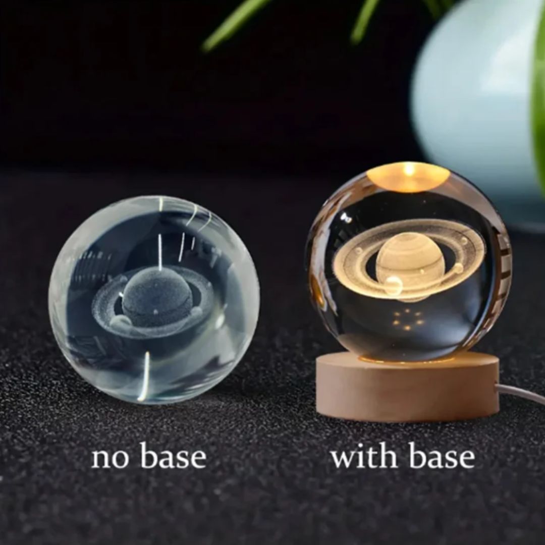 6cm 3D Engraved Glass Globe Saturn