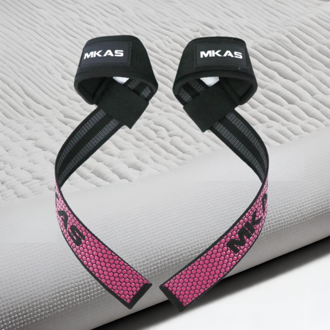 MKAS Weight Lifting Wrist Straps Pink v1
