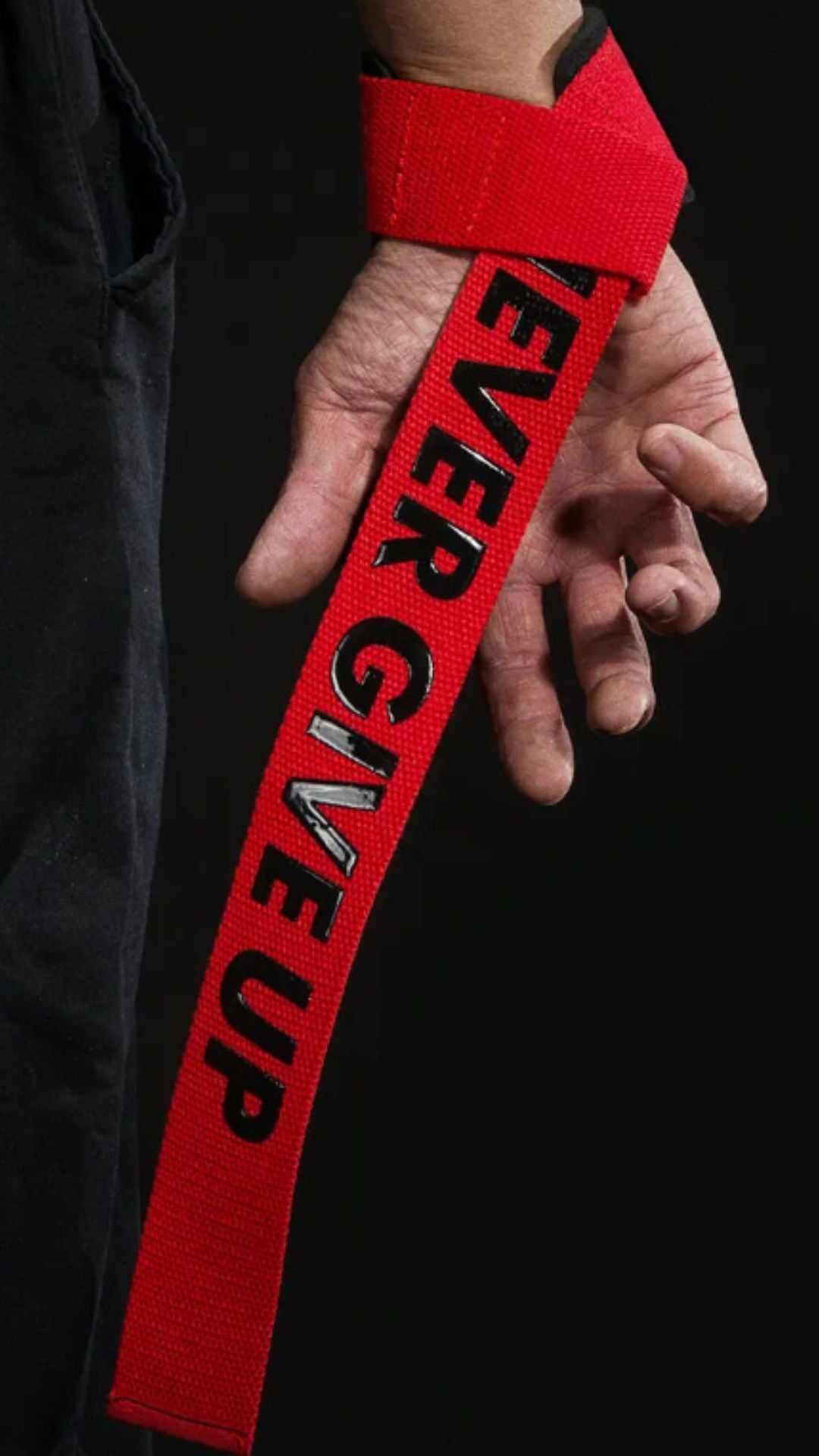MKAS Weight Lifting Wrist Straps Red Example 2
