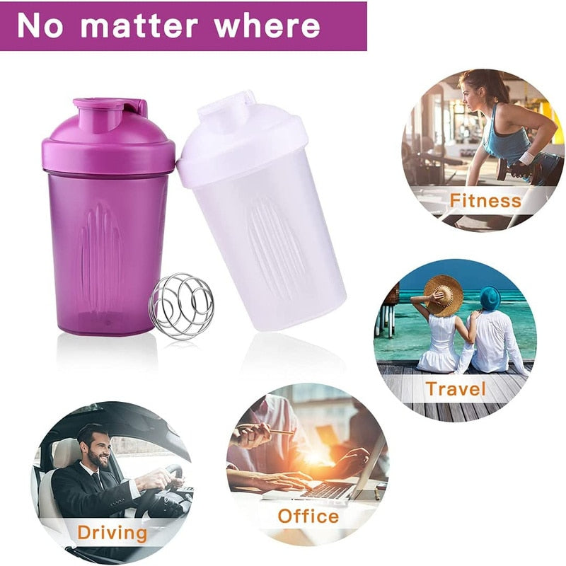 Stay Balanced with a 400ml Leakproof Fitness Shaker Bottle - BPA Free and Stainless Whisk Ball Included!