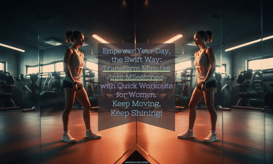 A motivated woman standing in a gym looking at a mirror reflection of herself | Quick Workout Routines for Women blog