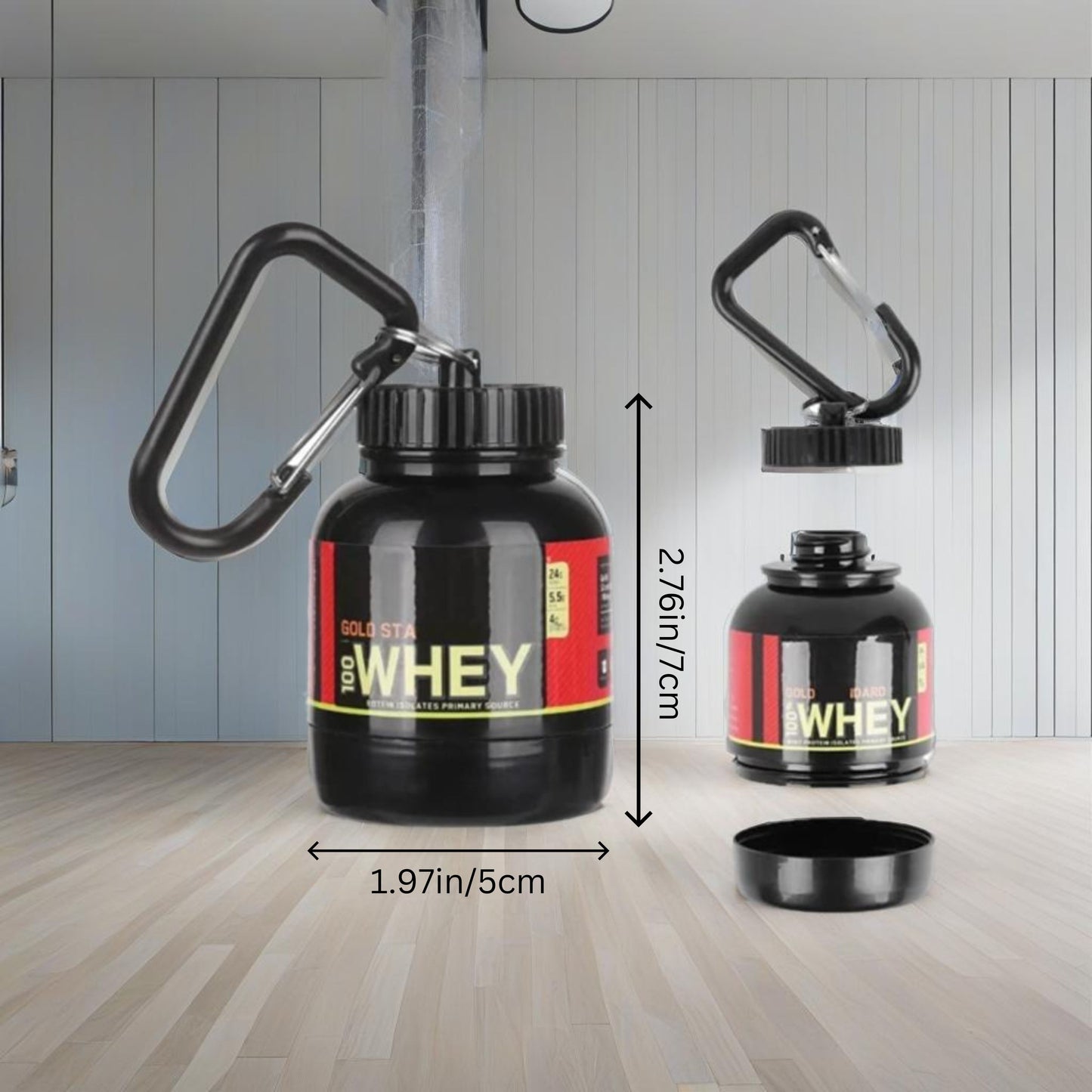 100ml Portable Protein Powder Container with Carabiner Key Chain and Funnel