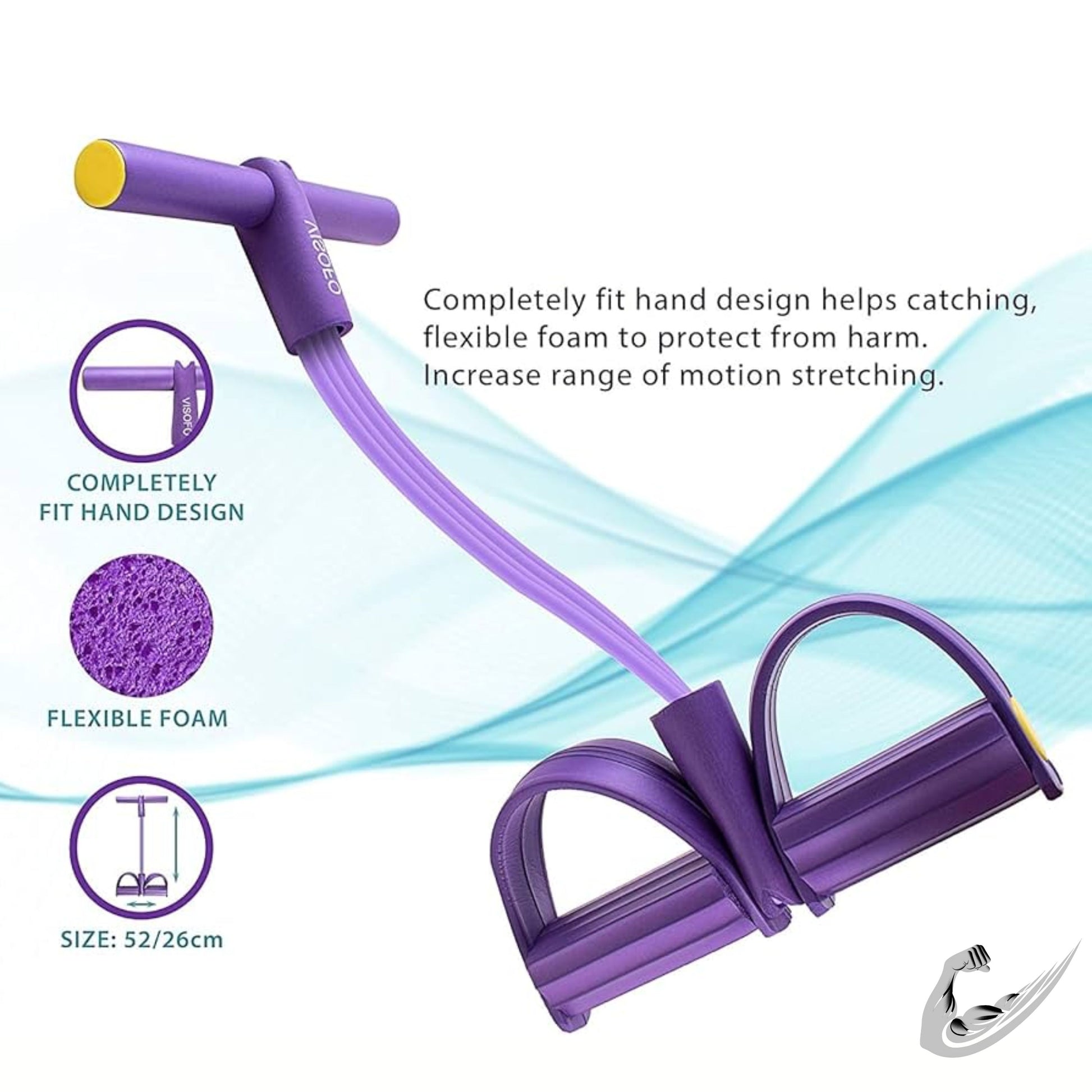 4-in-1 Puller Pedal Ankle Abdominal Exerciser Tension Band purple specs