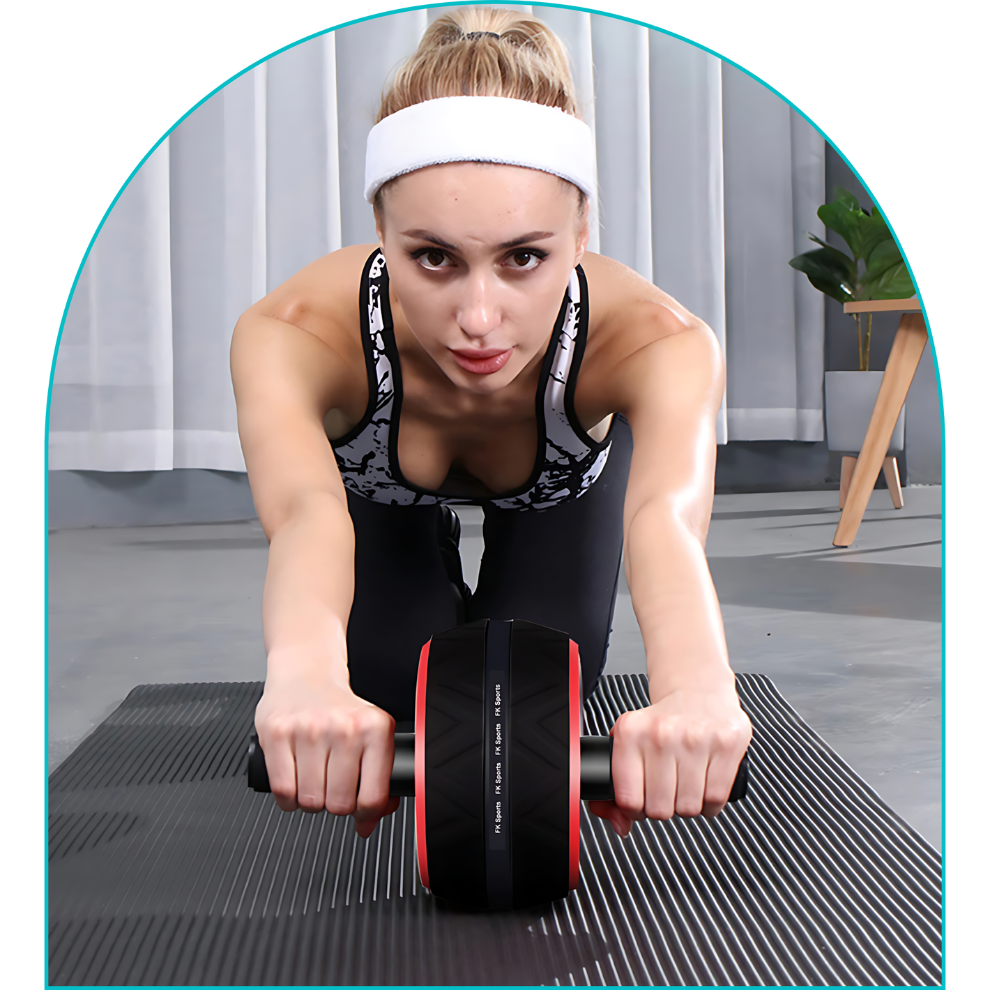 Big Ab Roller Wheel Muscle Trainer for Core Workouts blonde female model customer testimonials