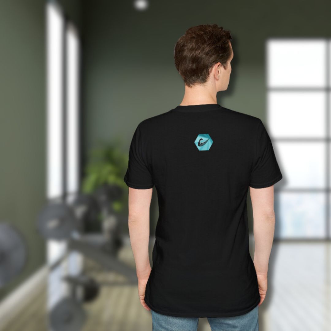 #FormMatters Men's Softstyle Gym Black Tee Back Male model