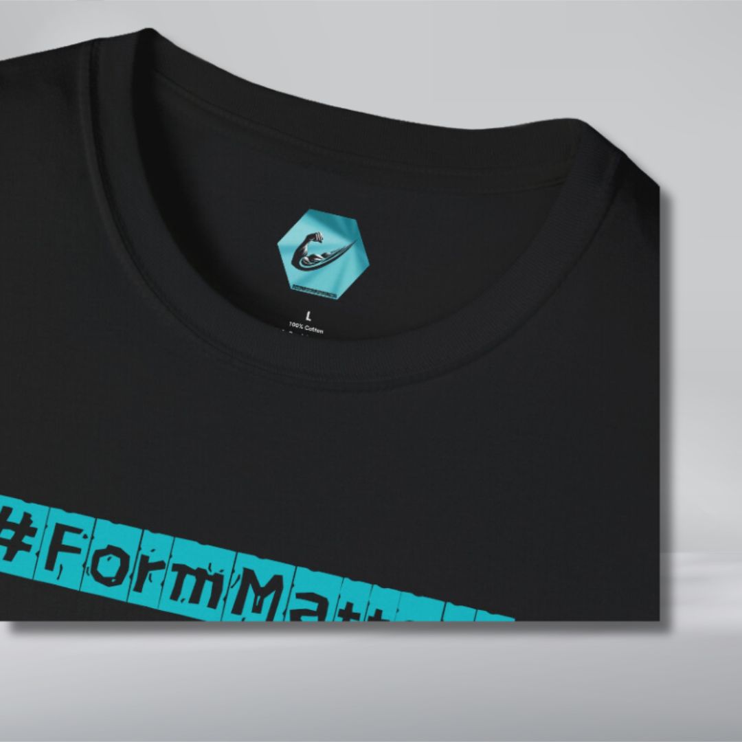 #FormMatters Men's Softstyle Gym White Tee Inside Tag