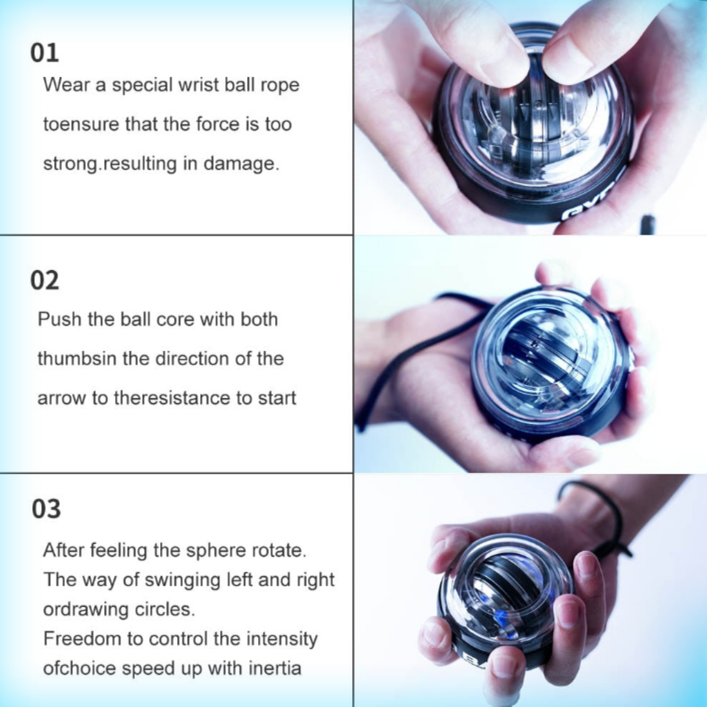 LED Gyroscopic Exercise Wrist Massager Ball