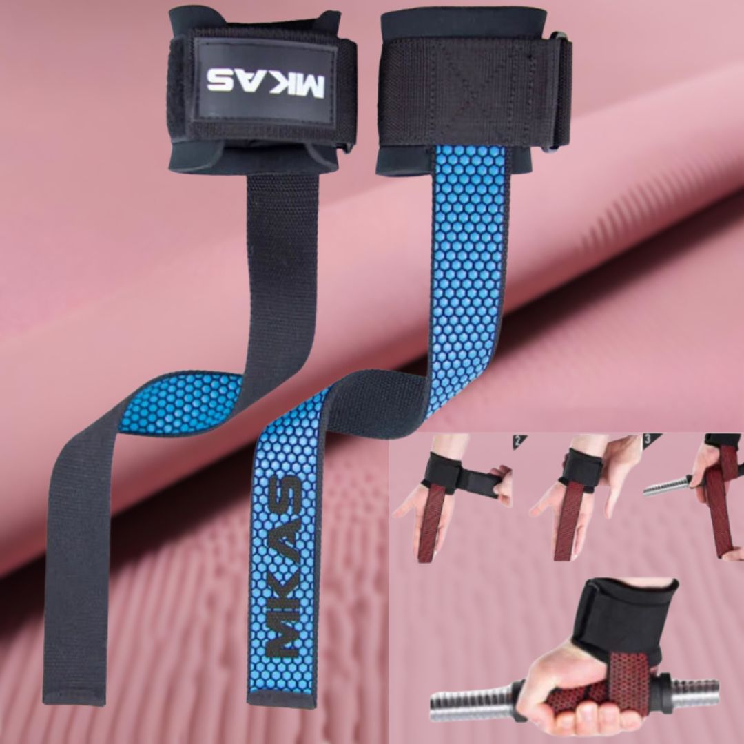 MKAS Weight Lifting Wrist Straps Blue V4