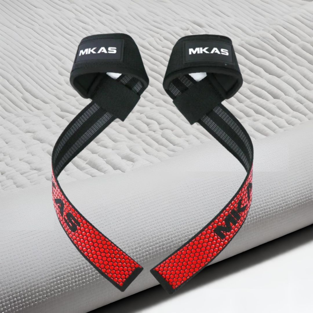 MKAS Weight Lifting Wrist Straps Red v1
