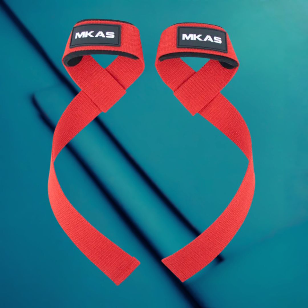 MKAS Weight Lifting Wrist Straps Red V2