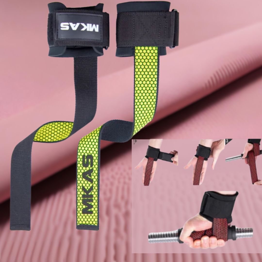MKAS Weight Lifting Wrist Straps Yellow V4