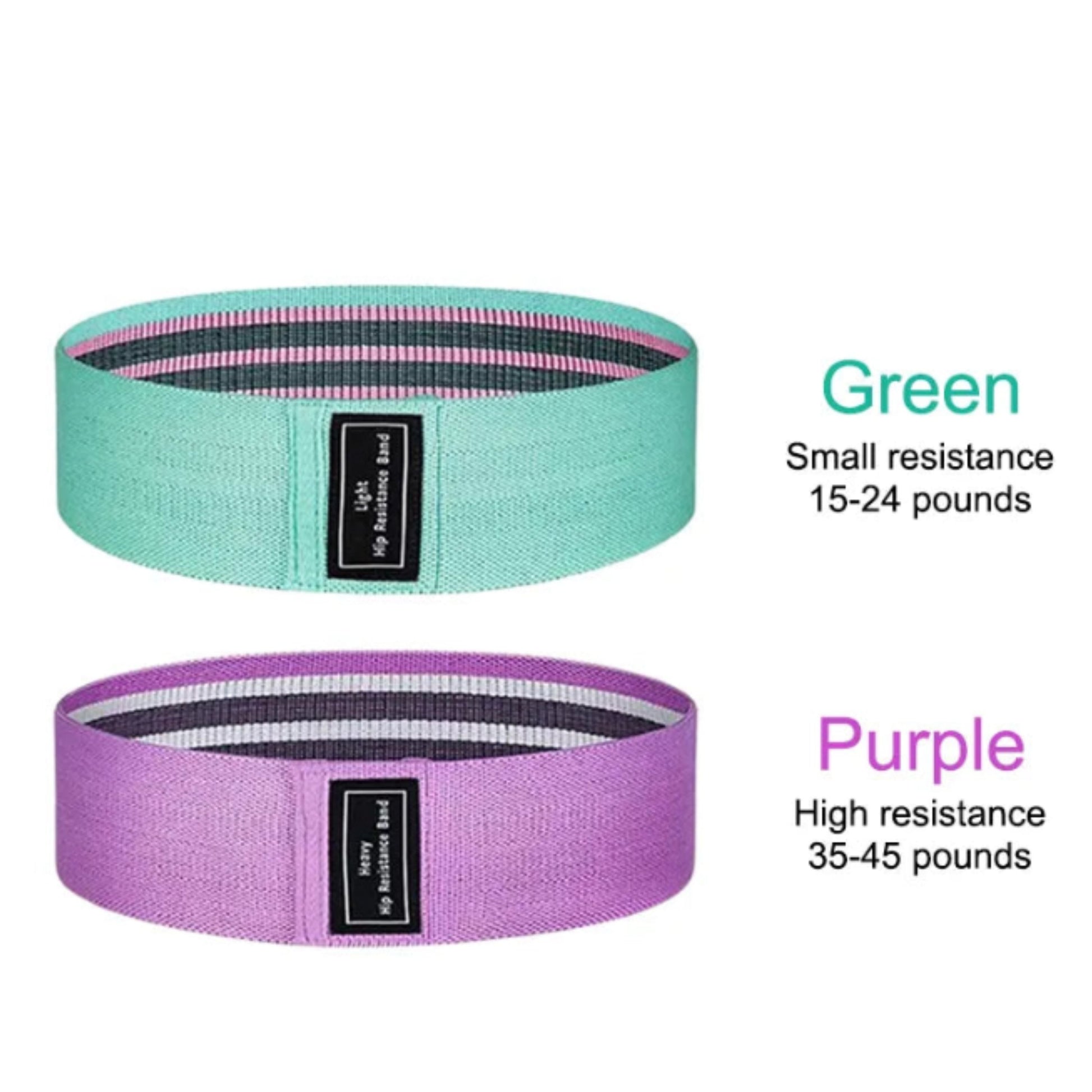 Non-Slip Resistance Bands for Legs and Glutes – 2-Pack Workout Set for Women 2 piece green purple