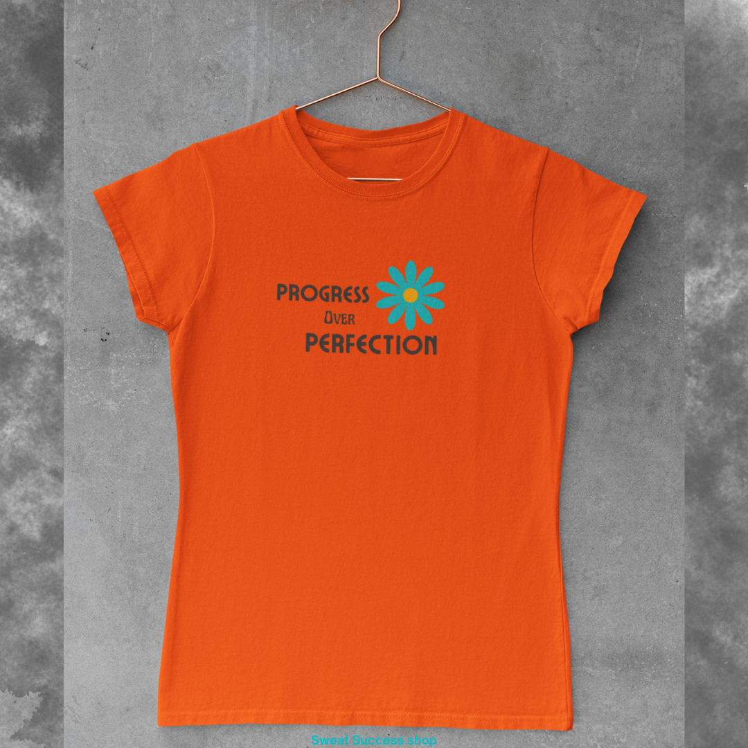Progress Over Perfection Women's Casual Tee orange | Sweat Success shop